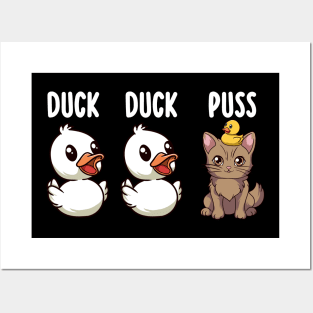 Funny Duck Cat Pun Meme Men Women Kids Funny Duck Posters and Art